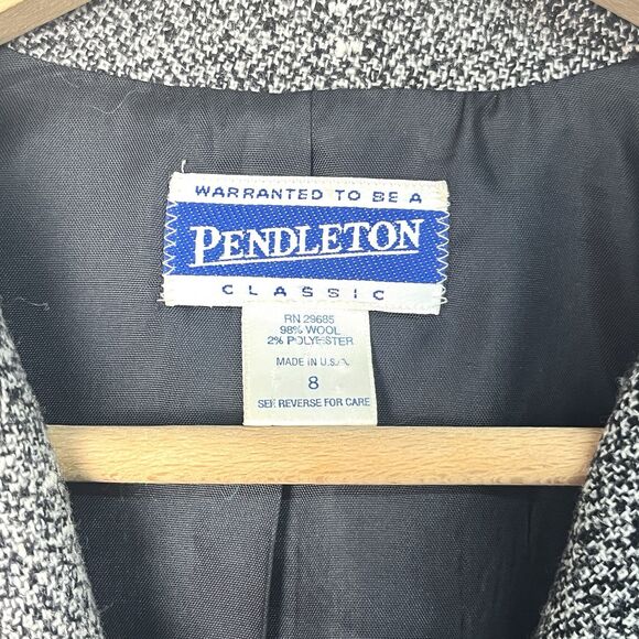 VTG Pendleton Classic Womans Size 8 Gray Black Tweed Wool Blazer Jacket - Picture 4 of 10